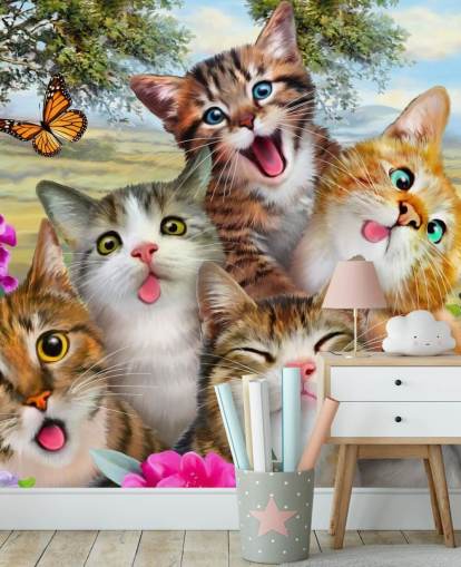 Leuke en grappige kattenselfie-achtergrond Leuke en grappige kattenselfie-achtergrond