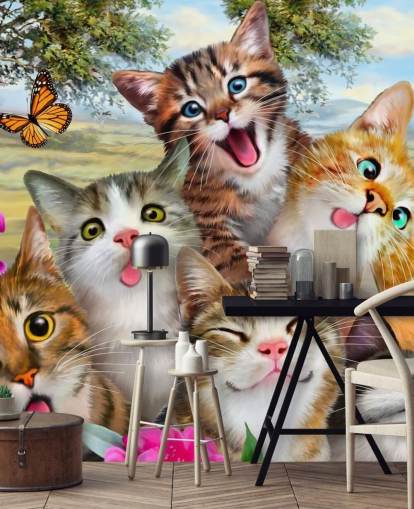 Papel de parede fofo e engraçado de selfie de gato
