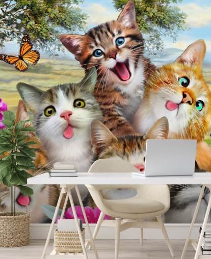 Nette und lustige Katzen-Selfie-Tapete Nette und lustige Katzen-Selfie-Tapete