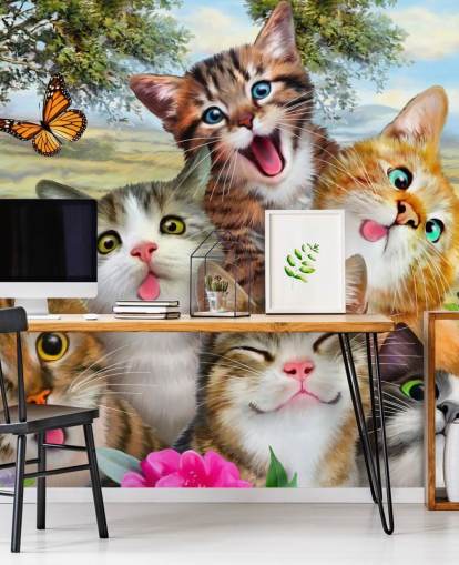 Fond d'écran selfie de chat mignon et drôle