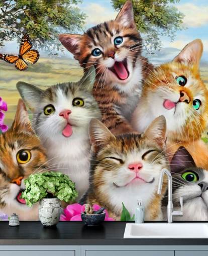 Papel de parede fofo e engraçado de selfie de gato