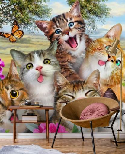 Nette und lustige Katzen-Selfie-Tapete