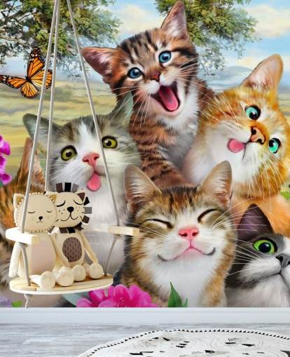 Carta da parati selfie a forma di gatto carino e divertente
