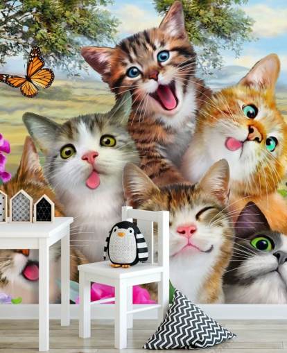 Leuke en grappige kattenselfie-achtergrond Leuke en grappige kattenselfie-achtergrond