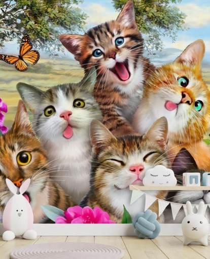 Nette und lustige Katzen-Selfie-Tapete