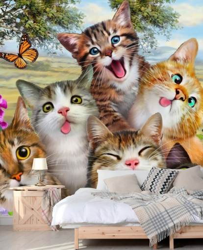 Nette und lustige Katzen-Selfie-Tapete