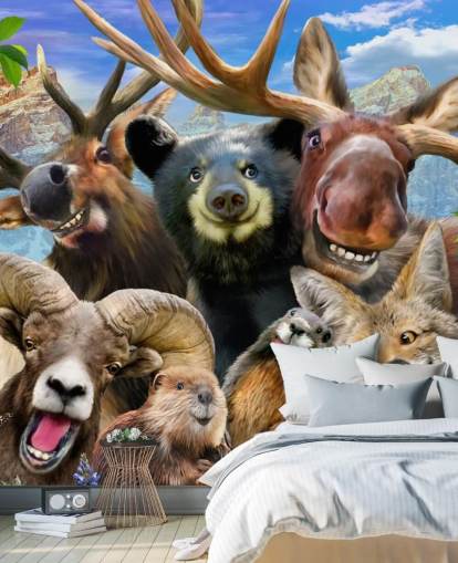 Mural de parede de animais de montanha Mural de parede de animais de montanha