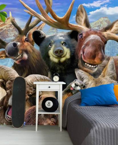 Mural de pared de animales de montaña