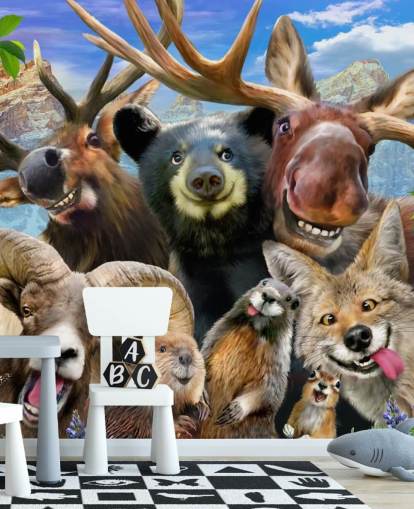 Mountain Animals Wall Mural