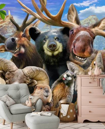 Mural de parede de animais de montanha