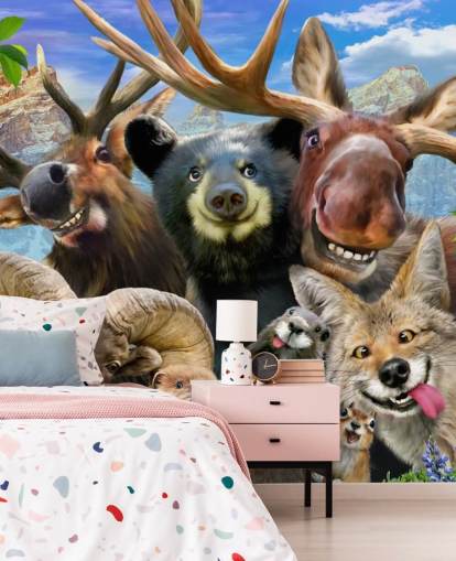 Mural de parede de animais de montanha