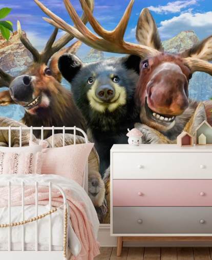 Mural de pared de animales de montaña