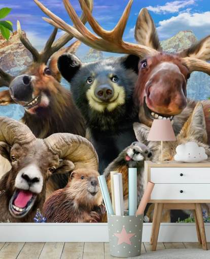 Wandbild mit Bergtieren Wandbild mit Bergtieren