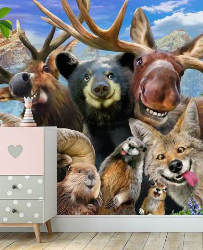 Mural de parede de animais de montanha