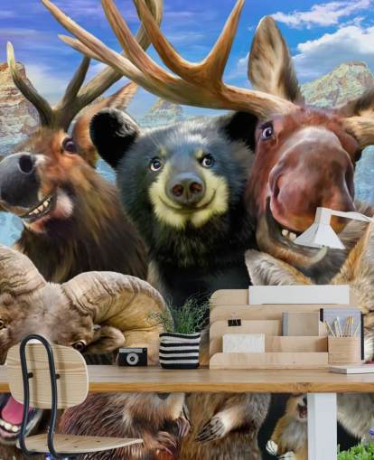 Decorazione murale con animali di montagna