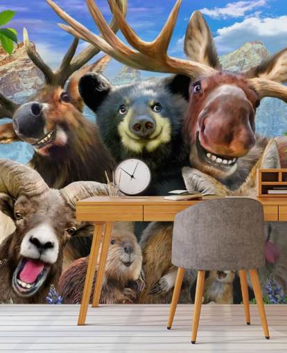 Mountain Animals Wall Mural