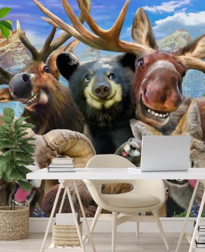 Mural de parede de animais de montanha