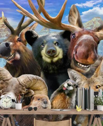 Mountain Animals Wall Mural