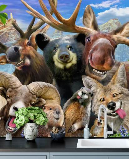 Mountain Animals Wall Mural Mountain Animals Wall Mural