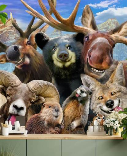Mural de pared de animales de montaña