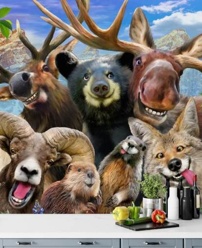 Mural de pared de animales de montaña