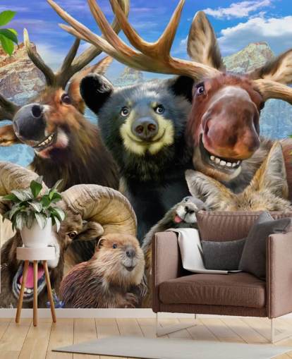 Wandbild mit Bergtieren Wandbild mit Bergtieren