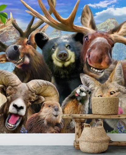 Mountain Animals Wall Mural