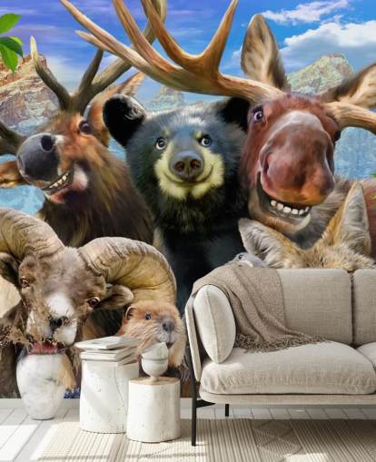 Mural de pared de animales de montaña