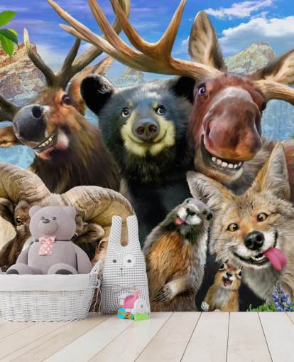 Mountain Animals Wall Mural