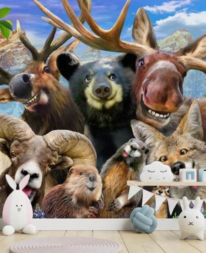 Decorazione murale con animali di montagna