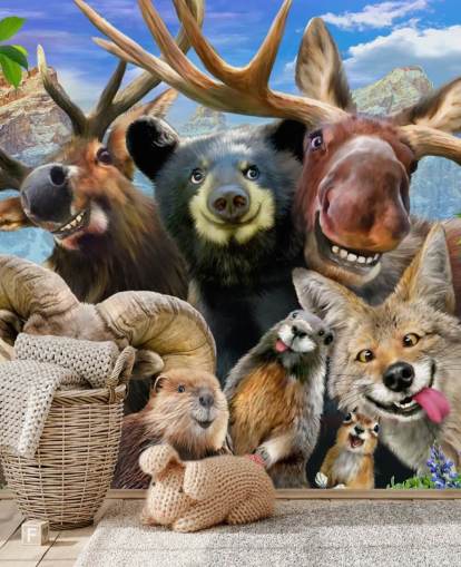 Mural de pared de animales de montaña Mural de pared de animales de montaña