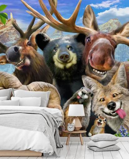 Mural de pared de animales de montaña