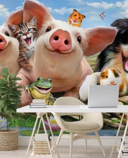 Bondgårdsdjur Selfie Bakgrund Bondgårdsdjur Selfie Bakgrund