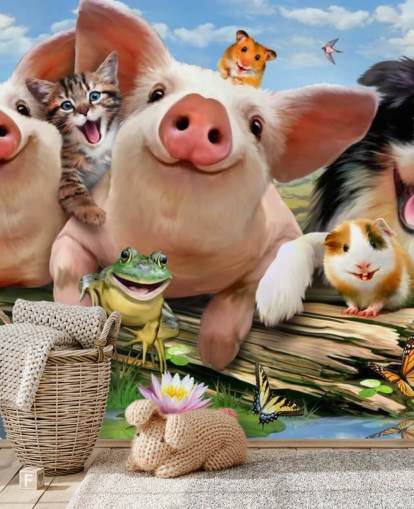 Carta da parati selfie con animali