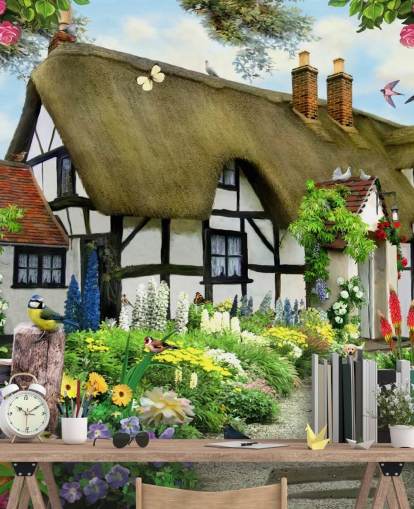 papel pintado de cabaña en blanco y negro