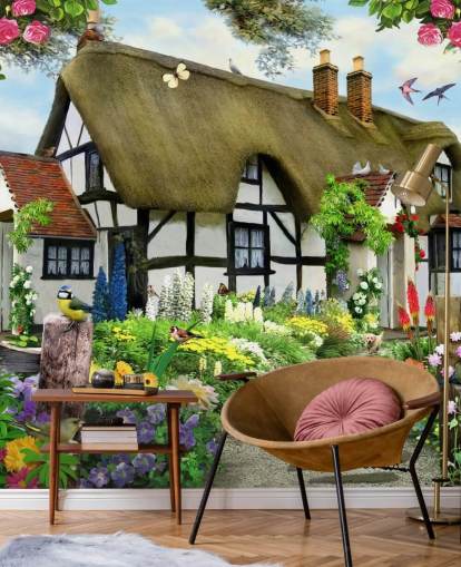 papel pintado de cabaña en blanco y negro