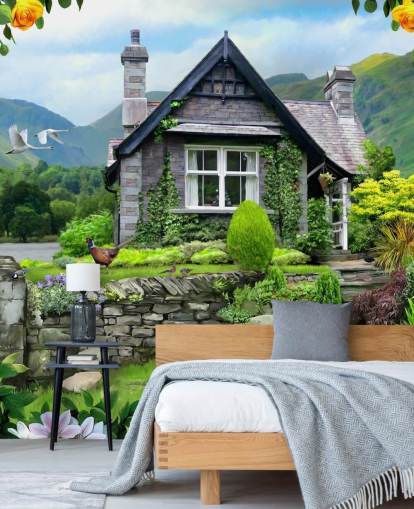 behang cottage met meren