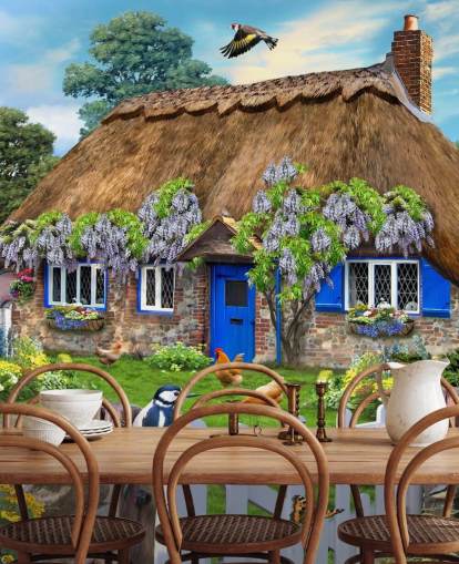 stony cottage surrounded by nature wallpaper