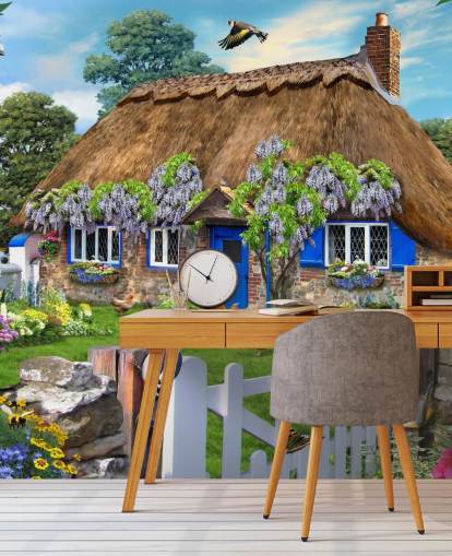 fond d'écran de cottage pierreux entouré par la nature