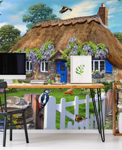 fond d'écran de cottage pierreux entouré par la nature