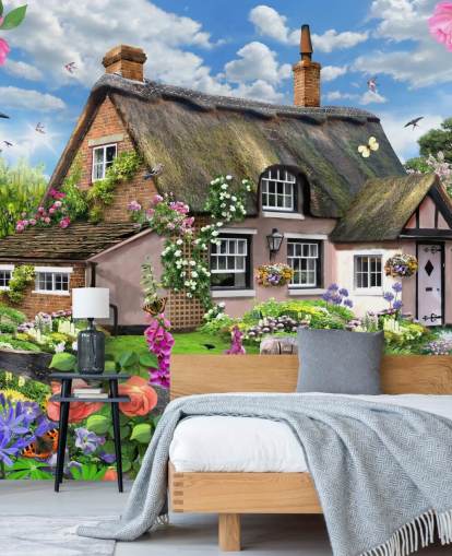 pink cottage with lovely garden wallpaper pink cottage with lovely garden wallpaper