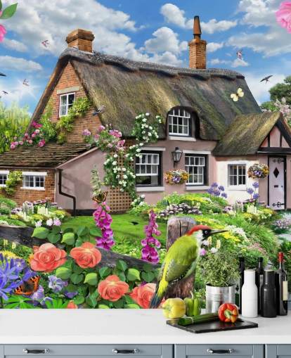 pink cottage with lovely garden wallpaper pink cottage with lovely garden wallpaper