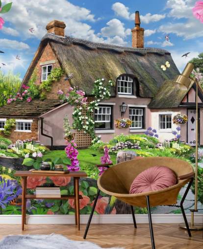 pink cottage with lovely garden wallpaper pink cottage with lovely garden wallpaper
