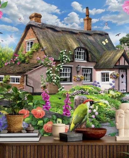 pink cottage with lovely garden wallpaper pink cottage with lovely garden wallpaper