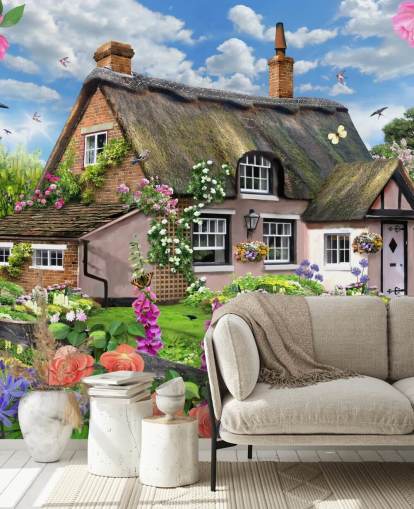 pink cottage with lovely garden wallpaper pink cottage with lovely garden wallpaper