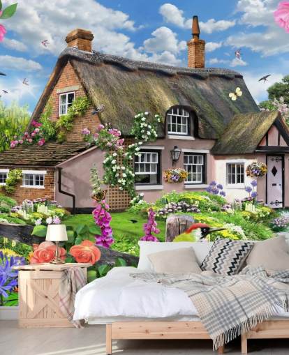 pink cottage with lovely garden wallpaper pink cottage with lovely garden wallpaper