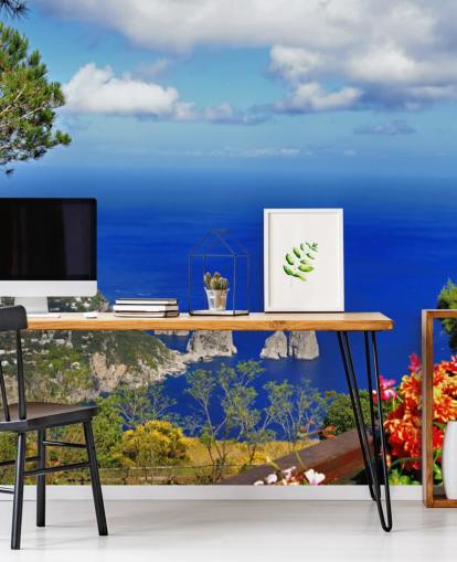 Carta da parati blu costiera