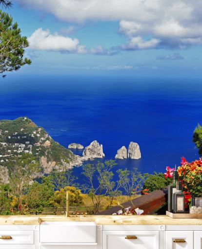 Carta da parati blu costiera