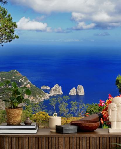 Carta da parati blu costiera