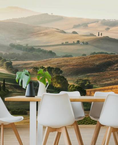 green and orange landscape wallpaper mural called Italian Countryside for dining rooms, kitchens and restaurants green and orange landscape wallpaper mural called Italian Countryside for dining rooms, kitchens and restaurants